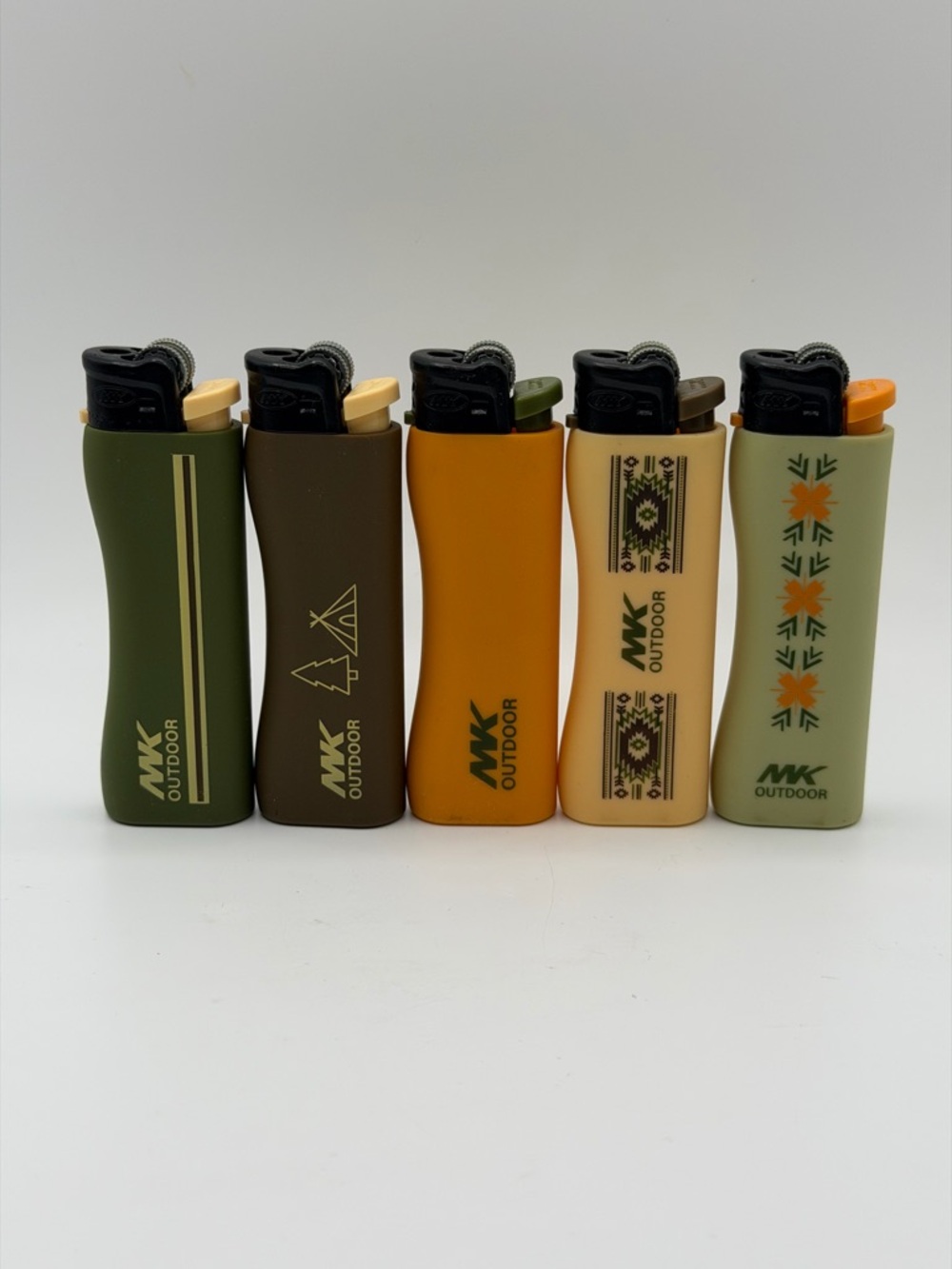 Mountain Khakis Outdoor Assorted Green, Brown, Orange, Cream Lighters (Set of 5)